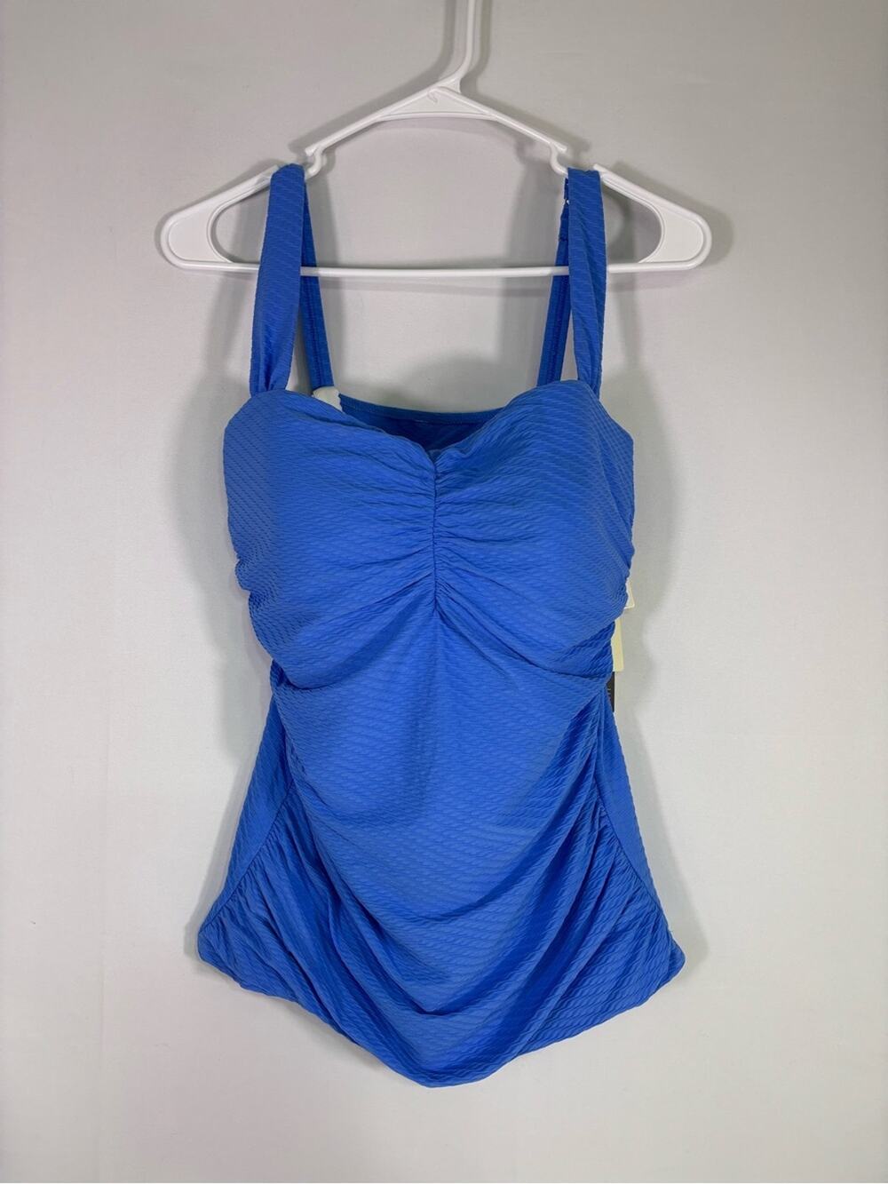 NWT Profile by Gottex Bondi Blue Textured Tankini Swim Top Size 40D 1303